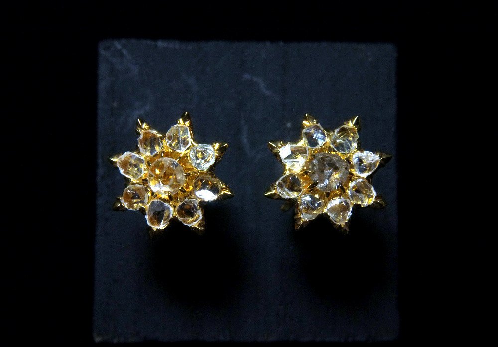 18k Antique Rose Cut Diamond Earrings