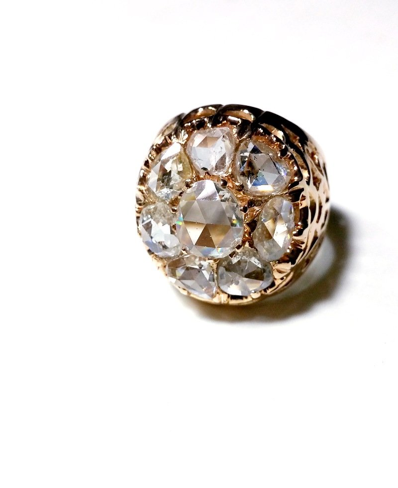 Rose Cut Diamonds in a Cluster - Cocktail Ring