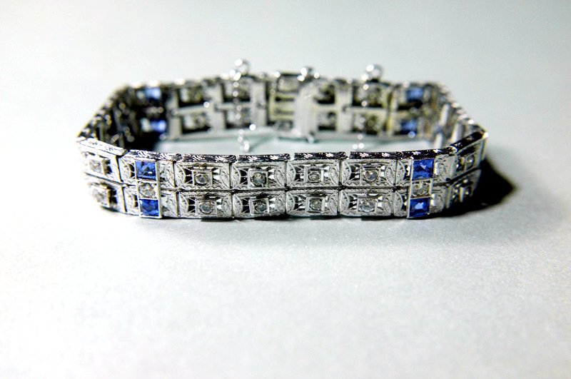 art deco filigree sapphire diamond bracelet