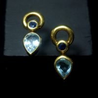 Aquamarine Sapphire Modernist Earrings 18k