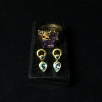 Aquamarine Sapphire Modernist Earrings 18k