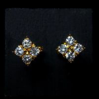 Square 18k Vintage Diamond Stud Earrings