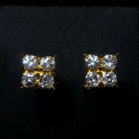 Square 18k Vintage Diamond Stud Earrings