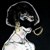 18k Baguette Diamond Half Hoop Earrings, Vintage Chinese