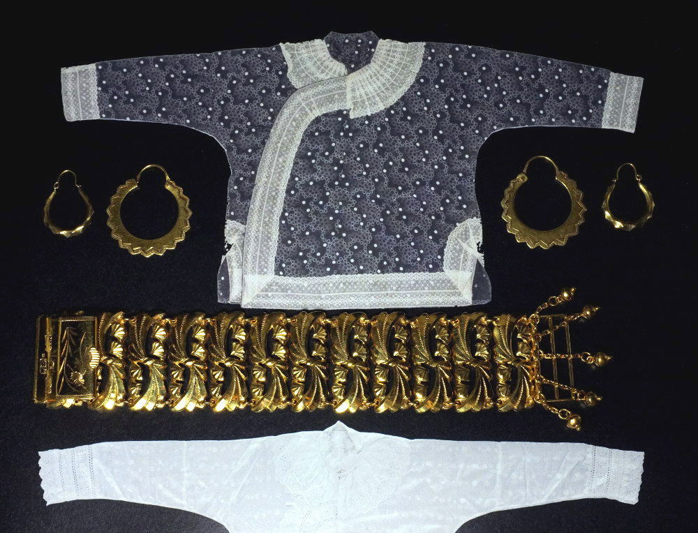 20k Art Nouveau Chinese Gold Bracelet, Antique Peranakan Jewellery