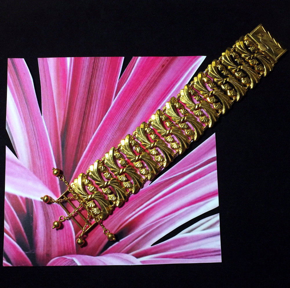 20k Art Nouveau Chinese Gold Bracelet, Antique Peranakan Jewellery