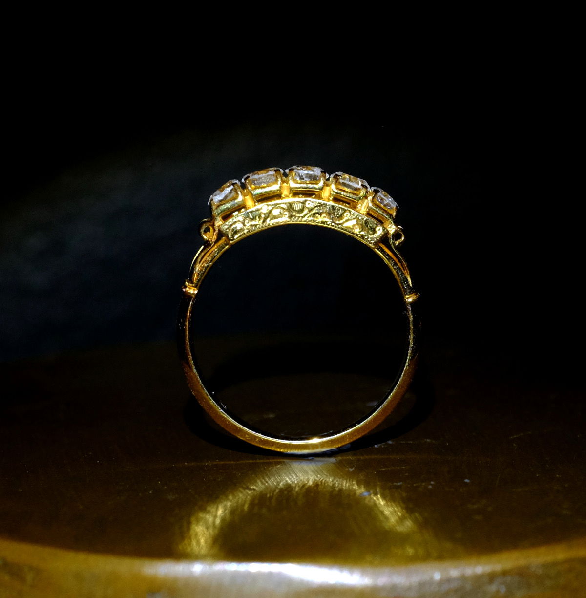 Gem Gardener, 5 stone diamond ring antique, Art Deco diamond ring antique, Chinese Art Deco, antique half eternity rings, eternity ring Singapore, antique chinese jewellery, vintage chinese gold jewelry