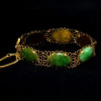 Antique Chinese Jade Filigree Bracelet 20k