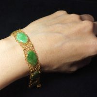 Antique Chinese Jade Filigree Bracelet 20k