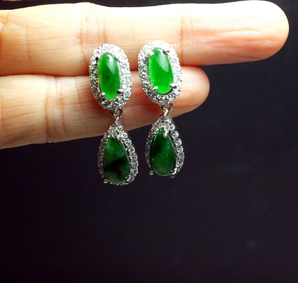 jade and diamond drop earrings