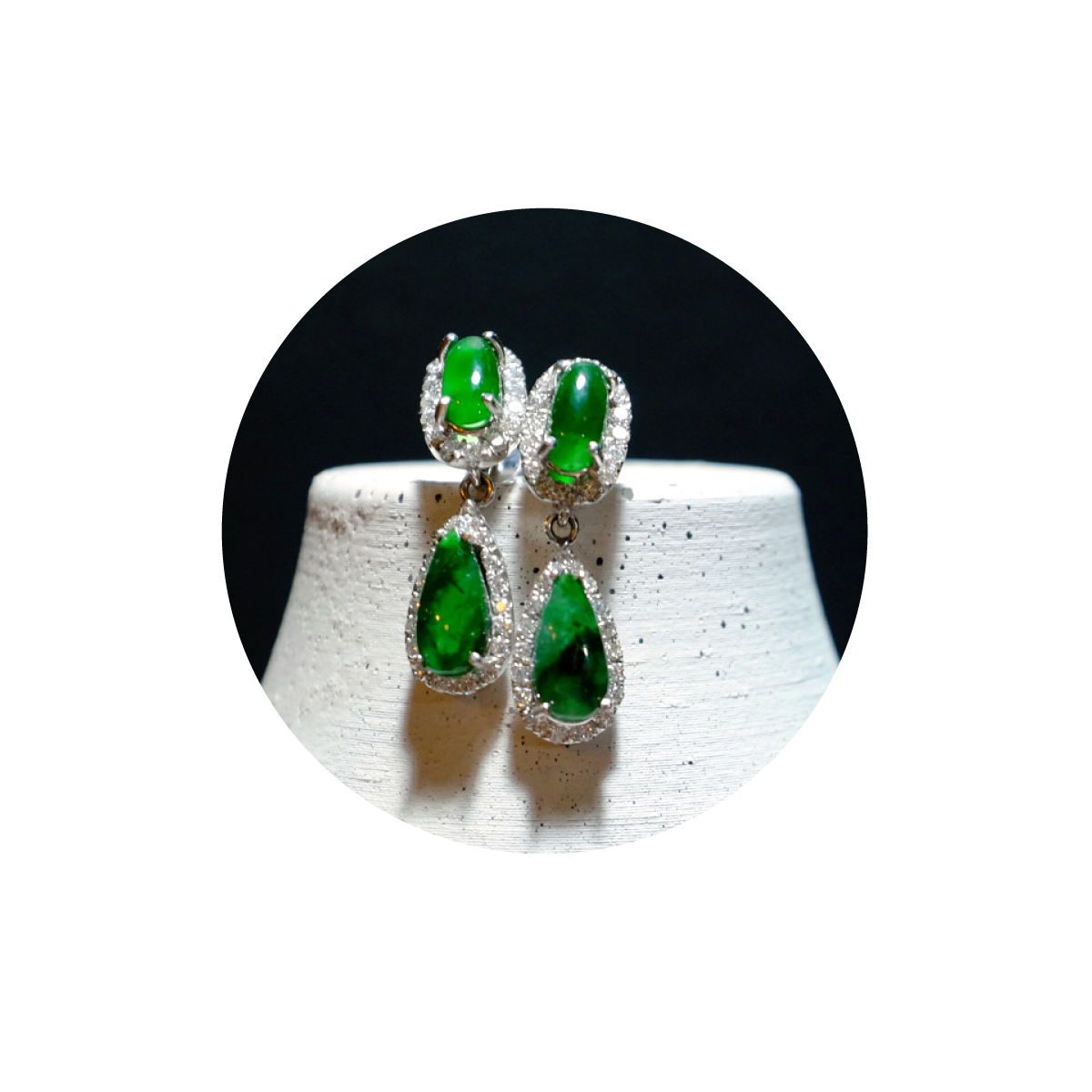 jade and diamond drop earrings