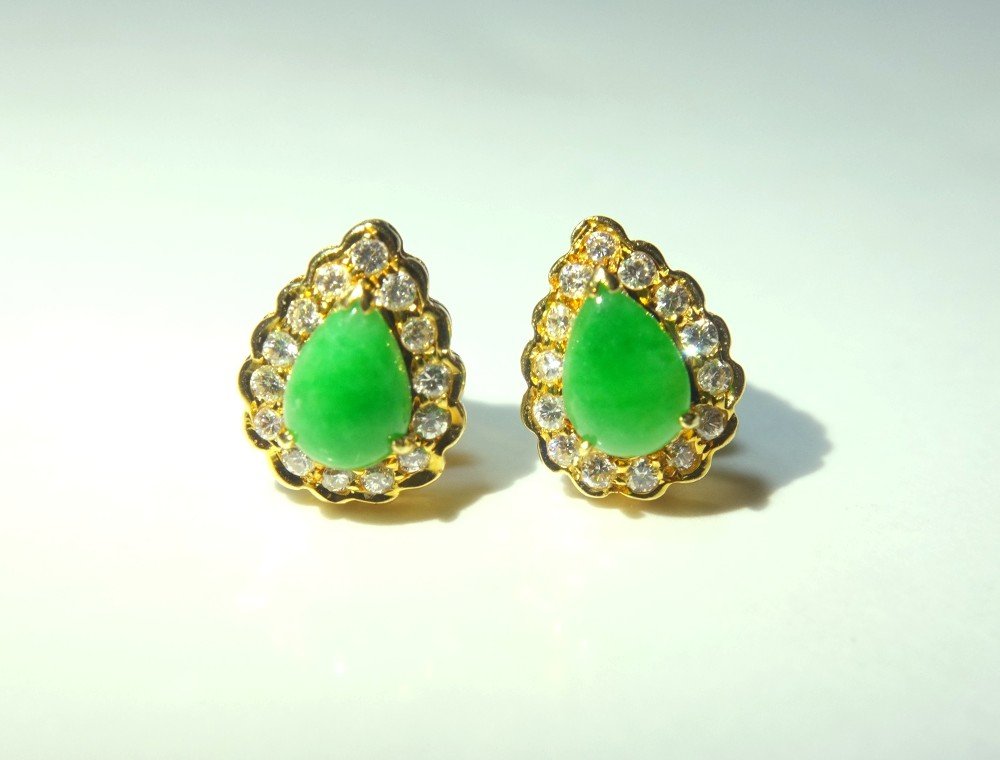 Vintage Jade Teardrop Earrings