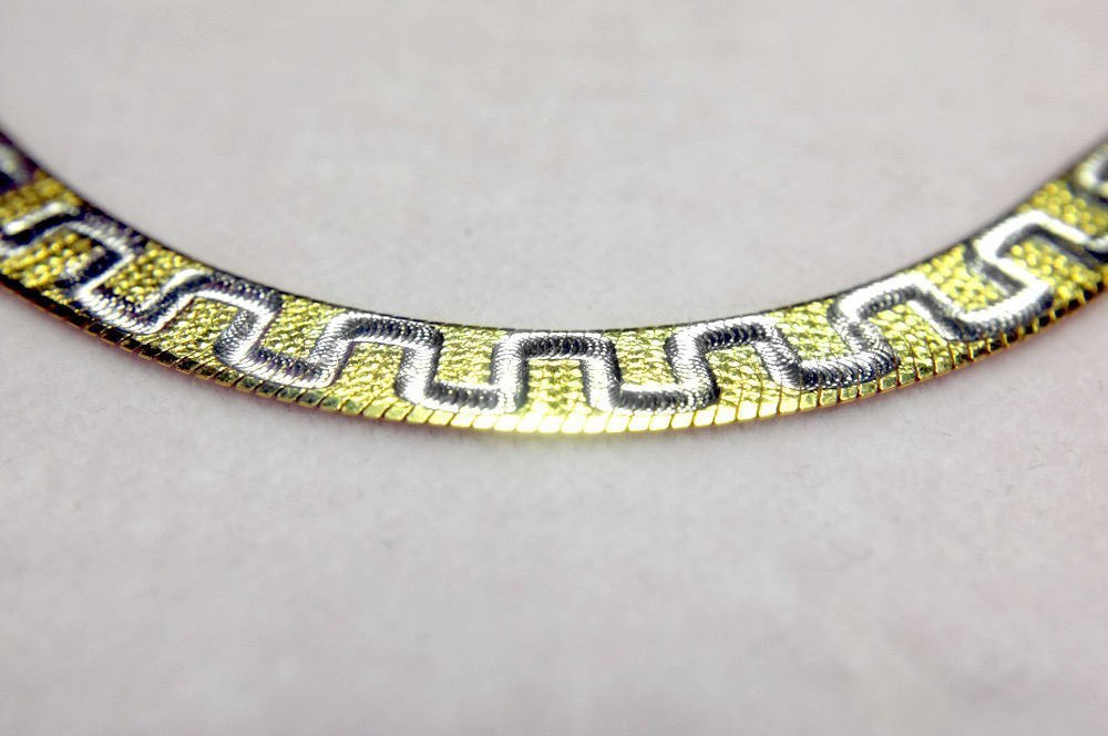 Flat Two Tone Chain Necklace 18k Vintage Avant Garde
