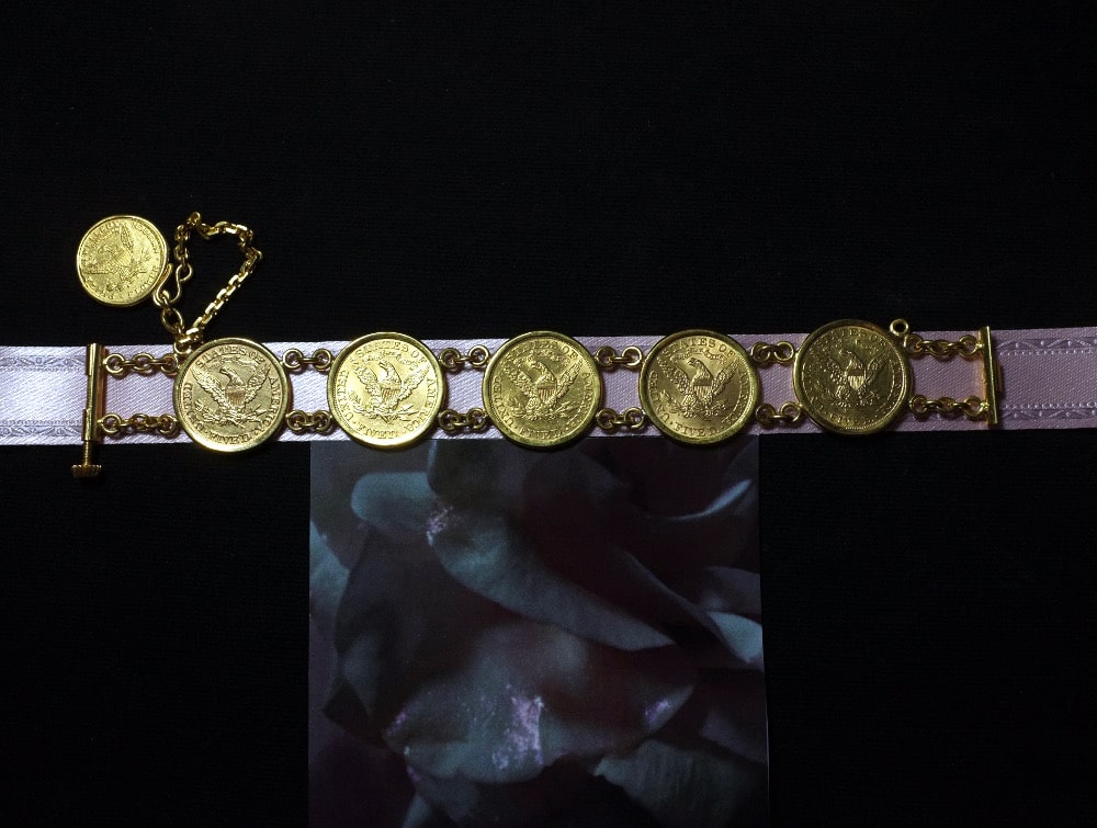RESERVED 20k Antique Liberty Gold Coin Peranakan Bracelet