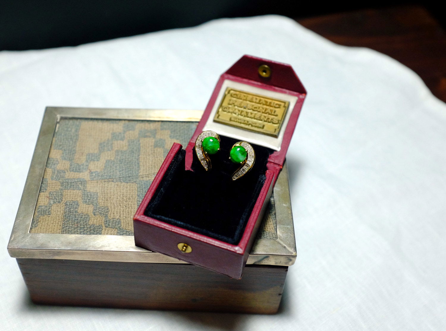 vintage jade diamond earrings