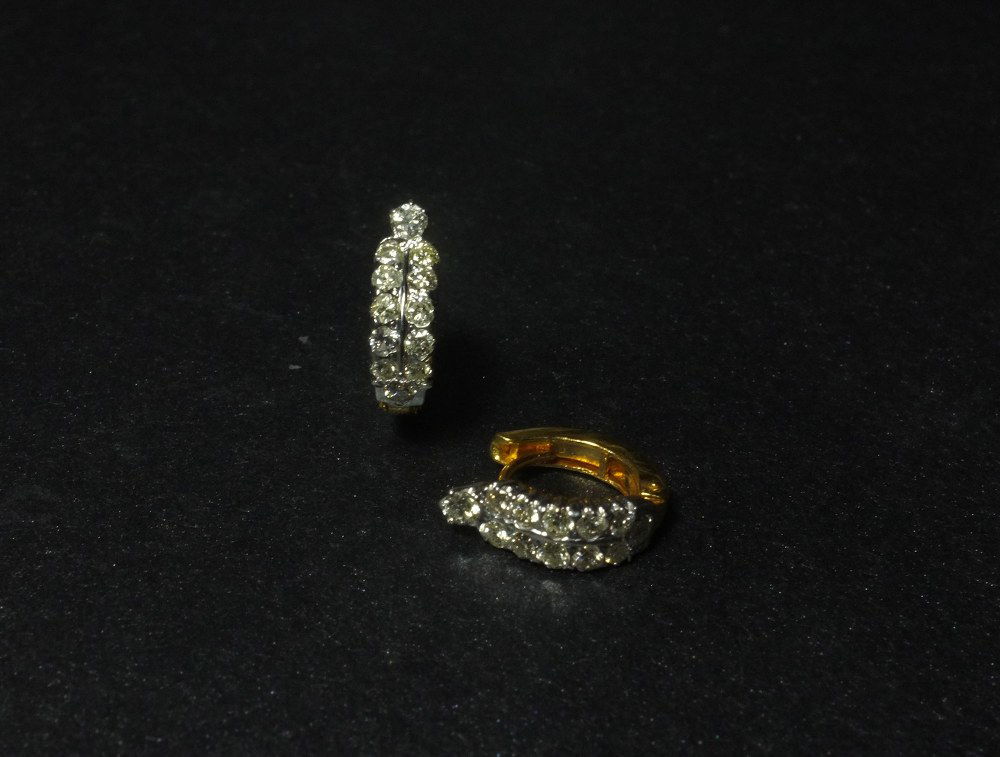 Gold Diamond Huggie Earrings