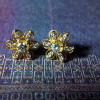 Diamond Flower Stud Earrings
