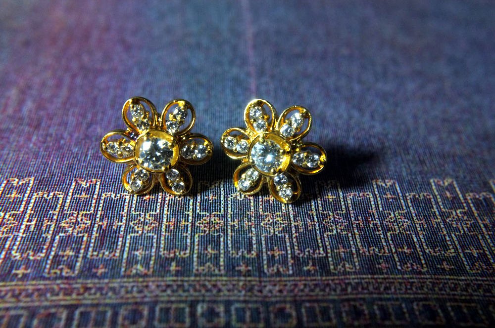 Diamond Flower Stud Earrings