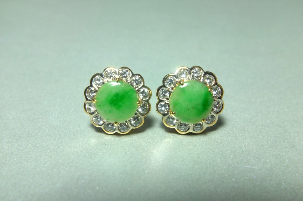 Vintage Jade Diamond Earrings