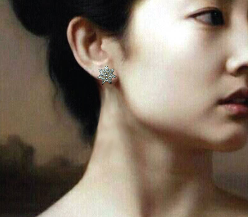 3 carat Diamond Studs 18k Antique Peranakan