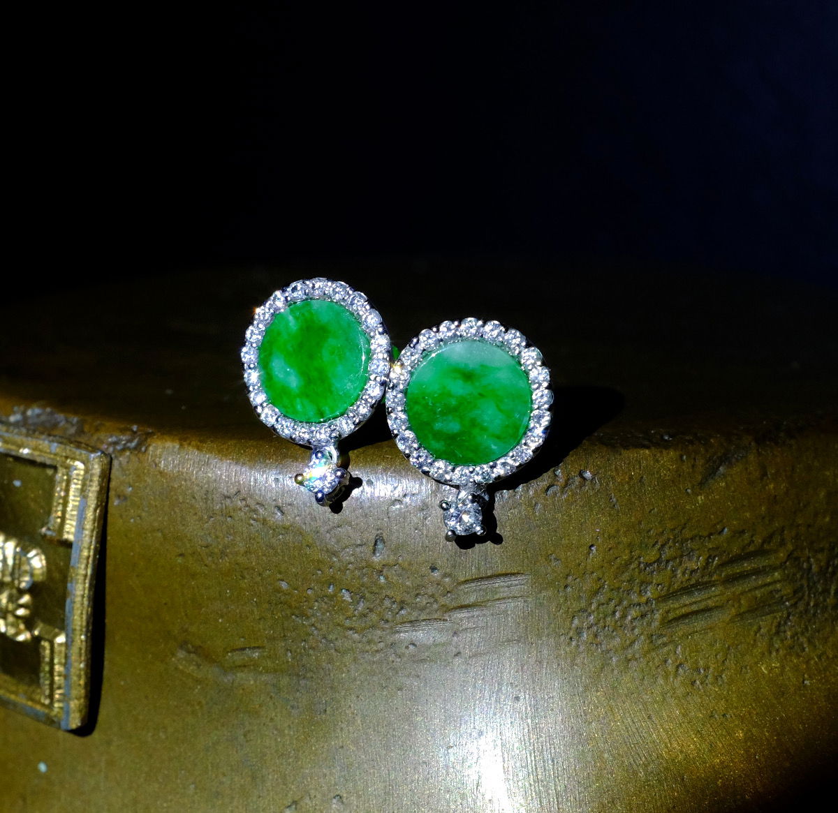 imperial jade diamond earrings