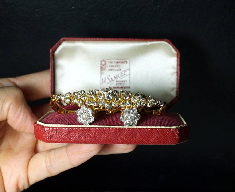 20k Vintage Diamond Cluster Bracelet, Chinese Jewelry
