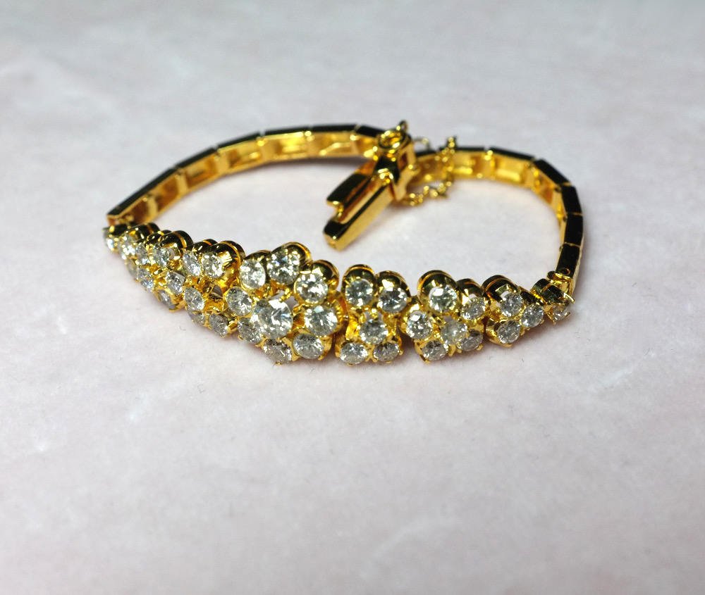 20k Vintage Diamond Cluster Bracelet, Chinese Jewelry