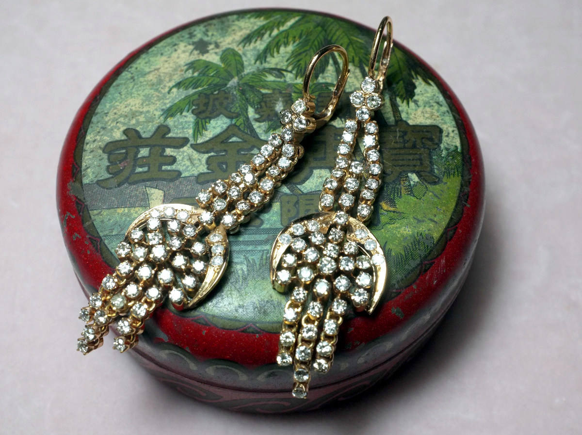 20k Antique Diamond Chandelier Earrings Chinese Jewelry