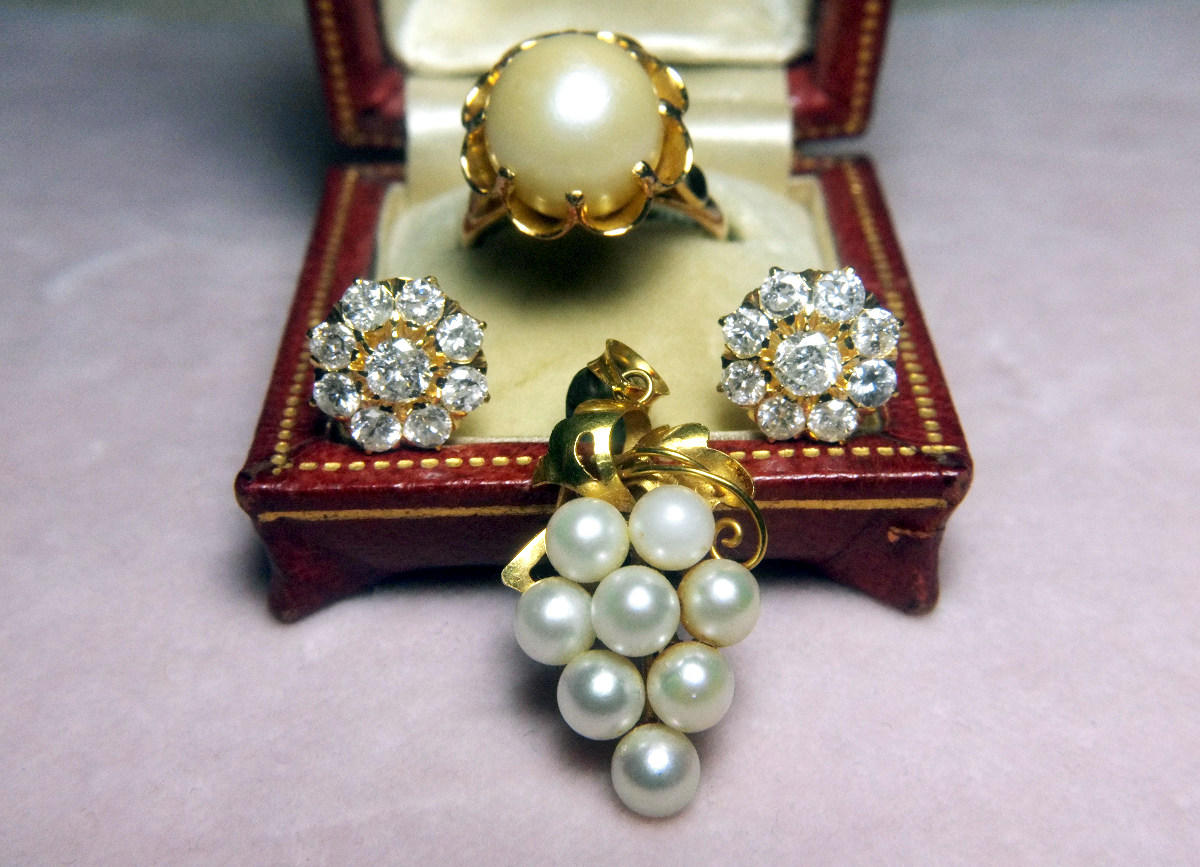Antique Chinese Big Pearl Ring Art Deco