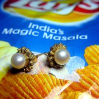 Etruscan Pearl Stud Earrings 22k Antique