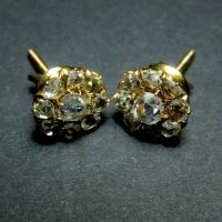 Antique Rose Cut Diamond Stud Earrings Chinese