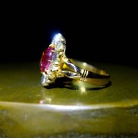 orange pink sapphire ring