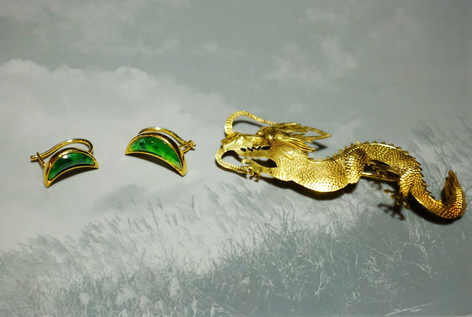 Gem Gardener, crescent moon earrings, crescent moon jewelry, jadeite 22k gold, half moon gold earrings, jade earrings singapore