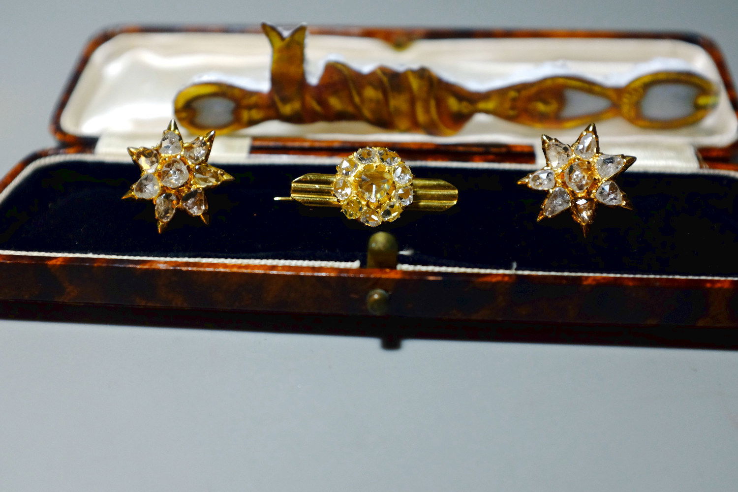 Antique Rose Cut Diamond Stud Earrings Antique 20k Star