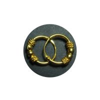 Traditional 22k Gold Hoop Earrings, 11mm 2 Balls