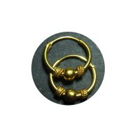Stylish Traditional 22k Gold Hoop Earrings, 11mm 1 Ball