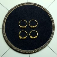 Traditional 22k Gold Hoop Earrings, 11mm 2 Balls