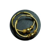 Stylish Traditional 22k Gold Hoop Earrings, 15mm 1 Ball