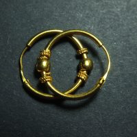 Stylish Traditional 22k Gold Hoop Earrings, 15mm 1 Ball