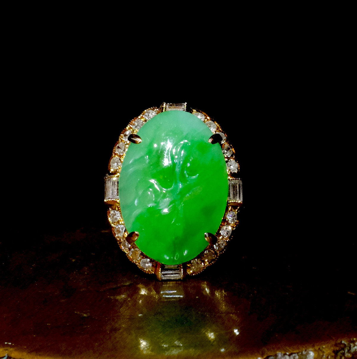 art deco carved jade ring
