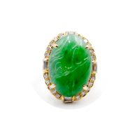 art deco carved jade ring