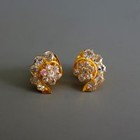 Gem Gardener, antique diamond stud earrings, Old European diamond earrings, antique diamond studs, vintage diamond stud earrings, Peranakan earrings Singapore, antique diamond cluster stud earrings