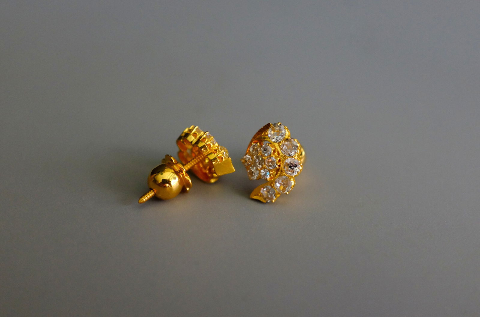 Gem Gardener, antique diamond stud earrings, Old European diamond earrings, antique diamond studs, vintage diamond stud earrings, Peranakan earrings Singapore, antique diamond cluster stud earrings