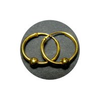 Traditional 22k Gold Hoop Earrings, 13mm 1 Ball