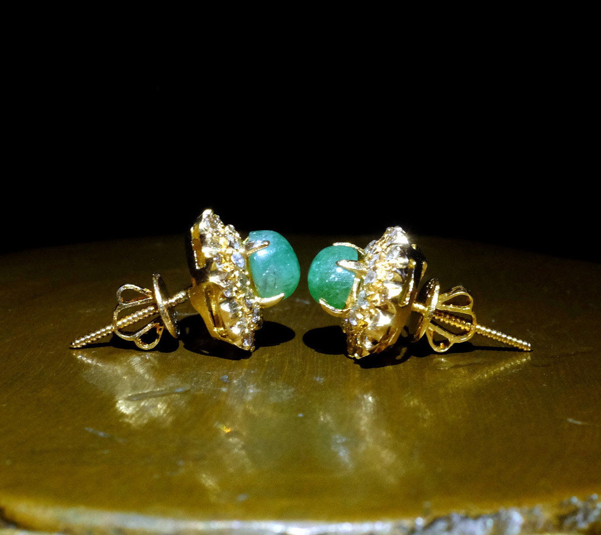 emerald and diamond cluster earrings