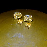Blue Sapphire Diamond Stud Earrings 18k