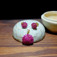 antique ruby pendant earrings set