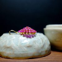 antique ruby pendant earrings set