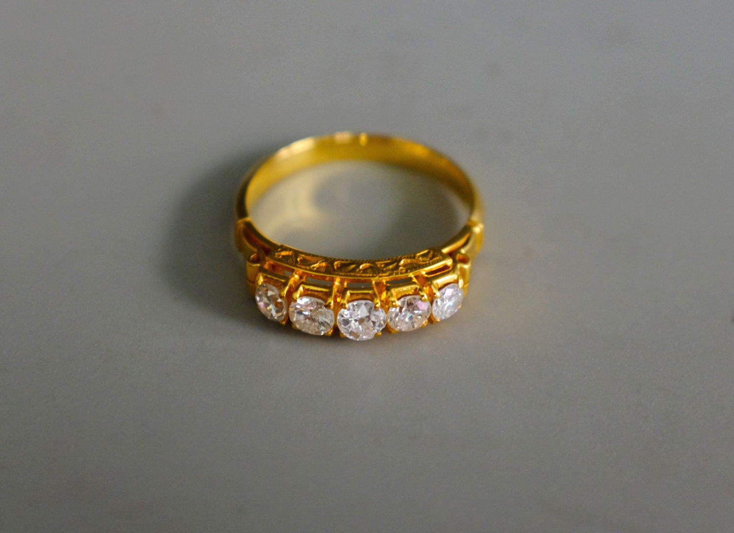 Gem Gardener, 5 stone diamond ring antique, Art Deco diamond ring antique, Chinese Art Deco, antique half eternity rings, eternity ring Singapore, antique chinese jewellery, vintage chinese gold jewelry