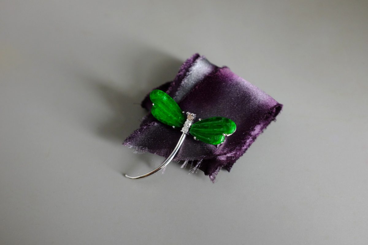 Jade Dragonfly Brooch and Pendant Necklace 18k